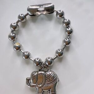 Stainless Steel Ball Chain with Silver Elephant Charm Bracelet